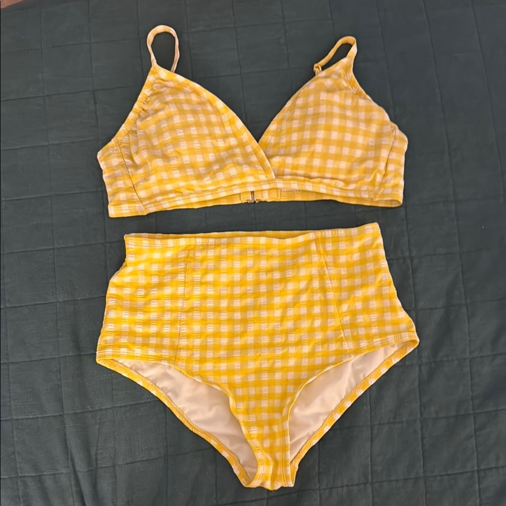 Yellow Gingham high waisted bikini​
